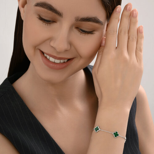 Браслет из серебра с малахитами из серебро — вид 5