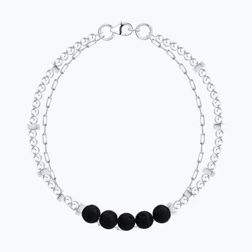 Браслет из серебра с вулканической лавой