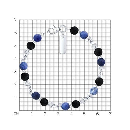 Браслет из серебра с полудрагоценными вставками из родированное серебро — вид 3
