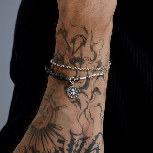 Браслет из серебра с вулканической лавой из серебро — вид 4