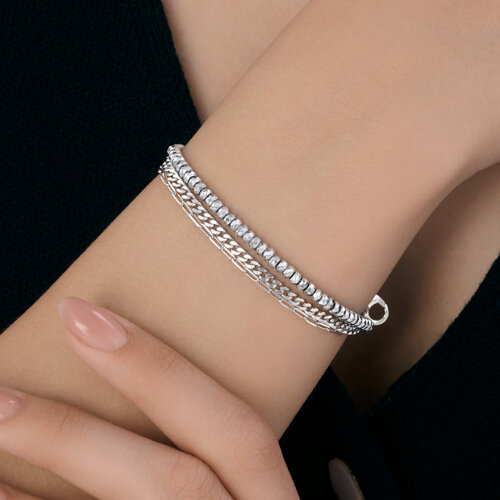 Браслет из серебра с гематитом из чернёное серебро — вид 3