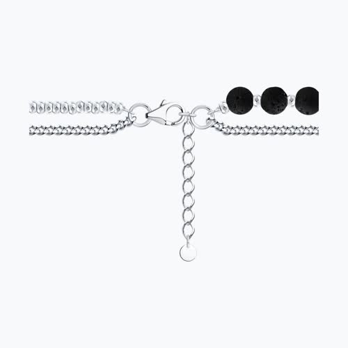 Браслет из серебра с вулканической лавой и гематитом из серебро — вид 2