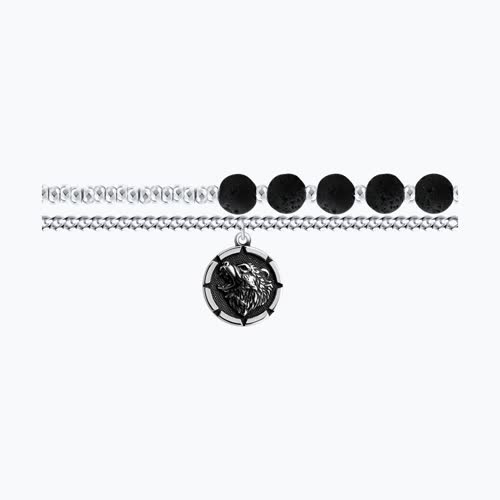 Браслет из серебра с вулканической лавой и гематитом из серебро — вид 3