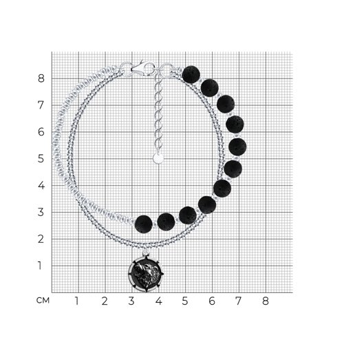 Браслет из серебра с вулканической лавой и гематитом из серебро — вид 5