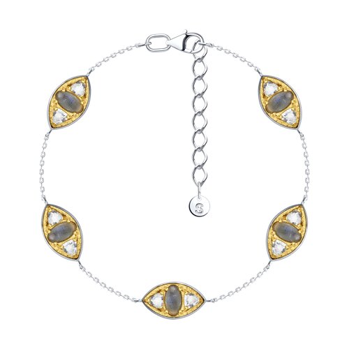 Браслет из золочёного серебра с полудрагоценными вставками - видео