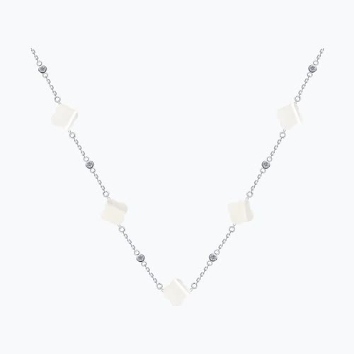 Колье из серебра с перламутром и фианитами - видео на модели