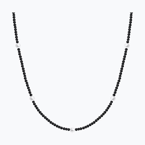 Колье из серебра со шпинелью и синтетическим жемчугом - видео на модели