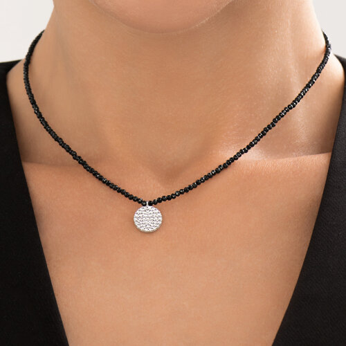 Колье из серебра с шпинелью и фианитами из серебро — вид 3