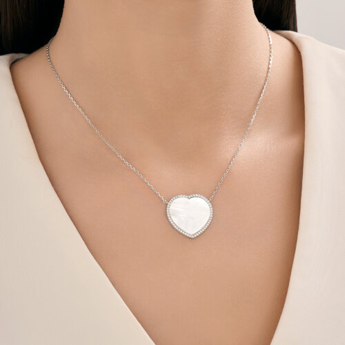 Колье из серебра с перламутром и фианитами из серебро — вид 3