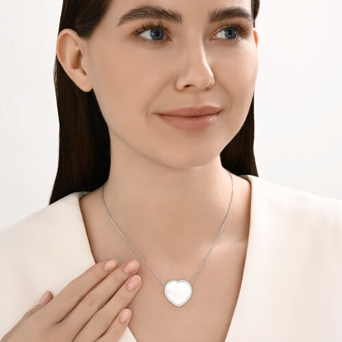 Колье из серебра с перламутром и фианитами из серебро — вид 4