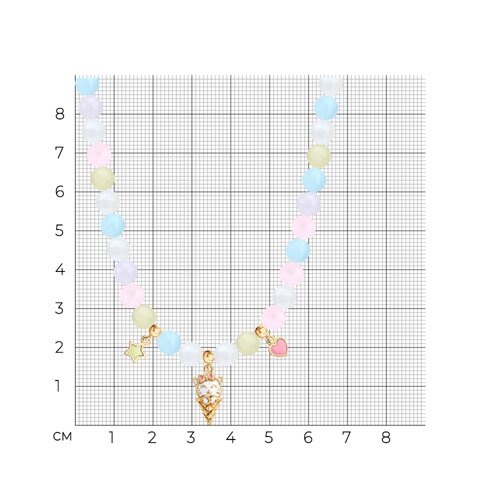 Колье из золочёного серебра с кварцитом и эмалью из золочение розовое — вид 3