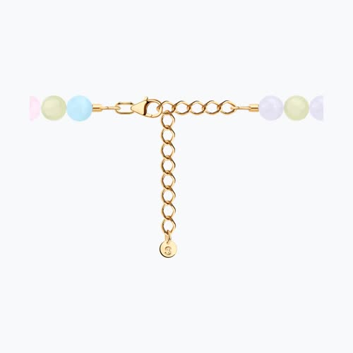 Колье из золочёного серебра с кварцитом и эмалью из золочение розовое — вид 4