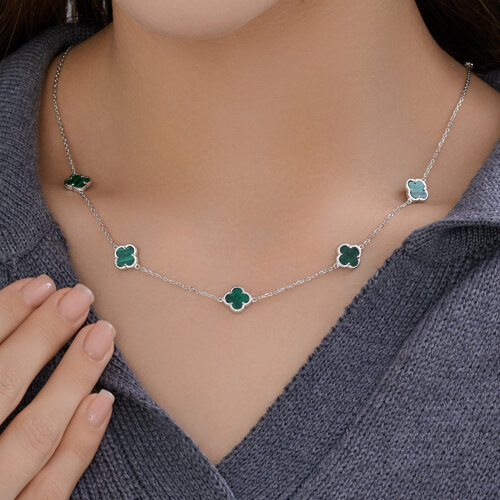 Колье из серебра с малахитами из серебро — вид 3