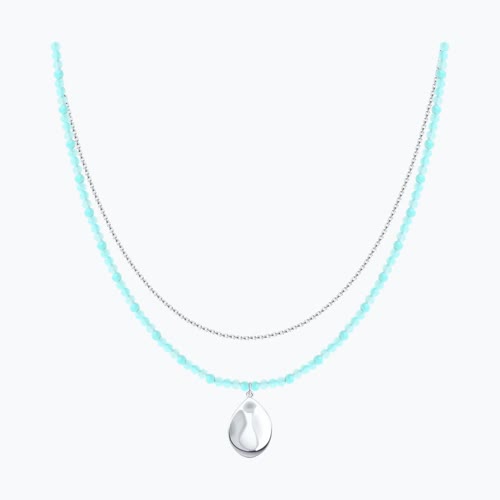 Колье из серебра с амазонитом - видео на модели