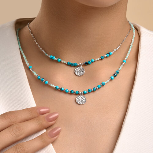 Колье из серебра с амазонитом и бирюзой из серебро — вид 3