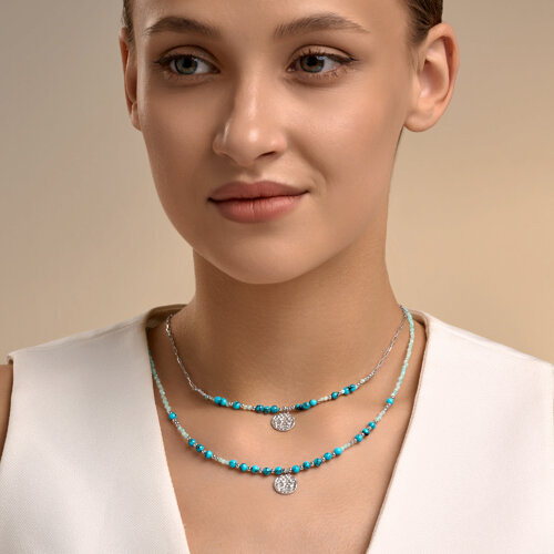 Колье из серебра с амазонитом и бирюзой из серебро — вид 4