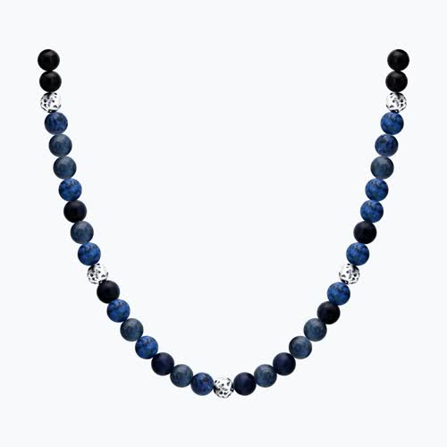 Колье из серебра с содалитами и агатами из серебро