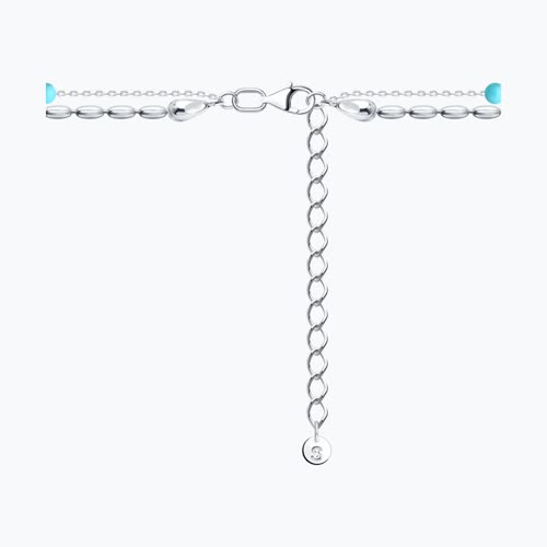 Колье из серебра с бирюзой и фианитами из родированное серебро — вид 3