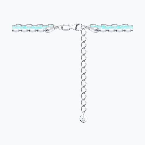 Колье из серебра с амазонитом и фианитами из родированное серебро — вид 3