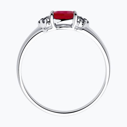 Кольцо из серебра с корундом рубиновым (синт.) и фианитами из серебро — вид 3