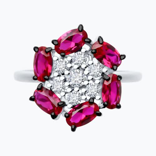 Кольцо из серебра с корундами и фианитами из серебро — вид 2