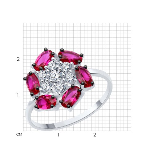 Кольцо из серебра с корундами и фианитами из серебро — вид 5