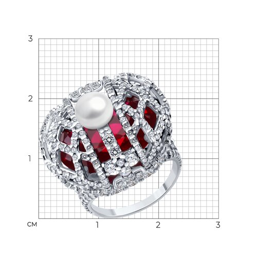 Кольцо из серебра с миксом камней из родированное серебро — вид 3
