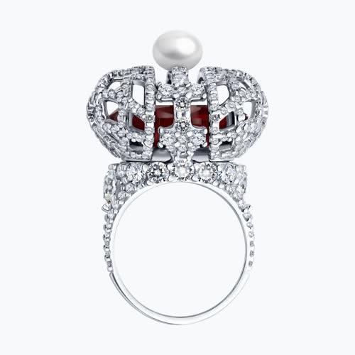 Кольцо из серебра с миксом камней из родированное серебро — вид 4