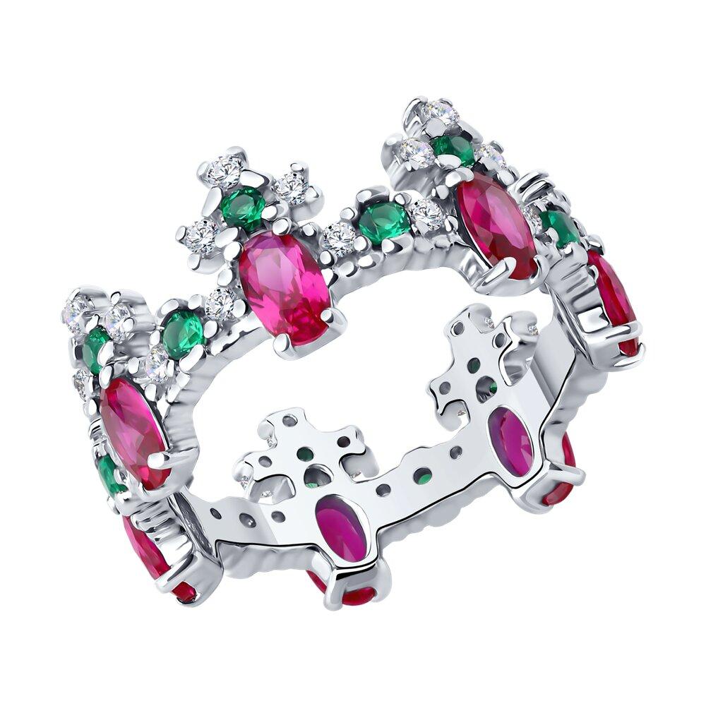 Кольцо из серебра с корундами и фианитами - видео на модели