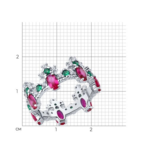 Кольцо из серебра с корундами и фианитами из серебро — вид 5