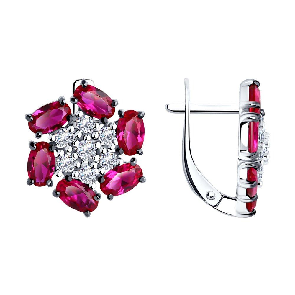 Серьги из серебра с корундами и фианитами - видео на модели