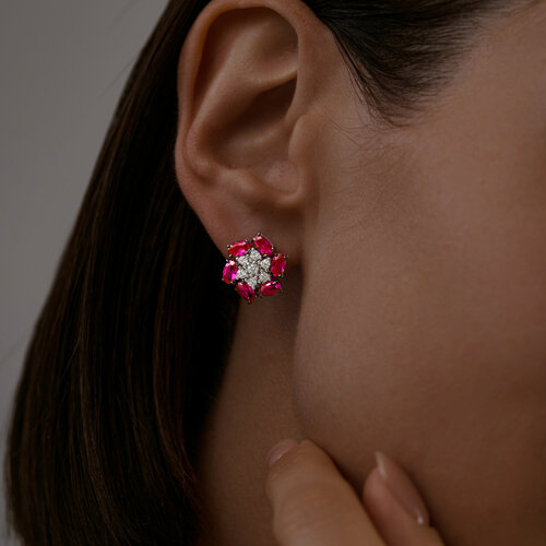 Серьги из серебра с корундами и фианитами из серебро — вид 3