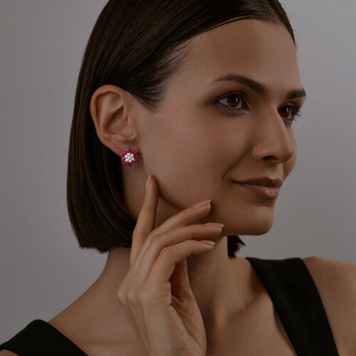 Серьги из серебра с корундами и фианитами из серебро — вид 4