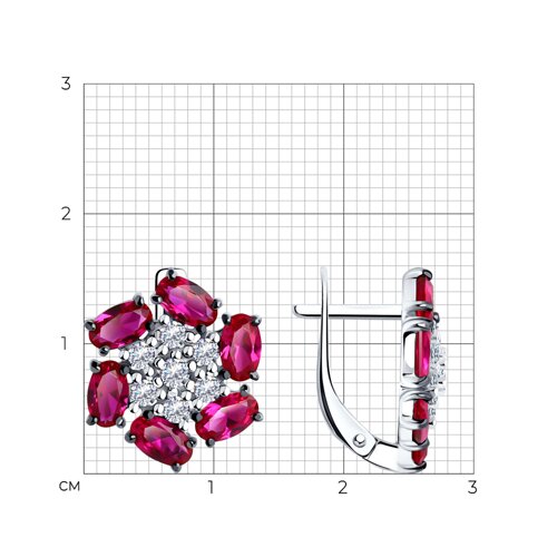Серьги из серебра с корундами и фианитами из серебро — вид 5