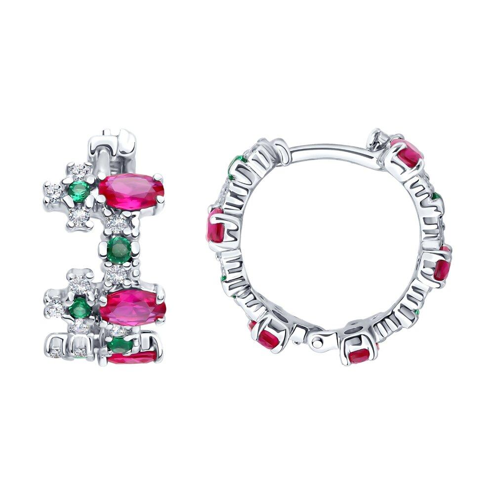 Серьги из серебра с корундами и фианитами - видео на модели