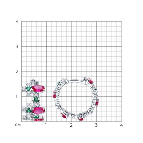 Серьги из серебра с корундами и фианитами из серебро — вид 5