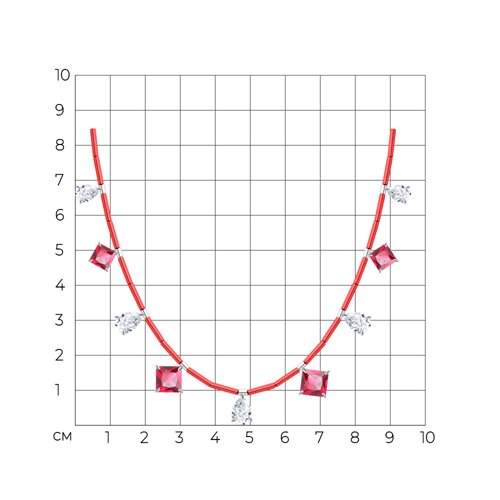 Колье из серебра с корундами и фианитами из родированное серебро — вид 4
