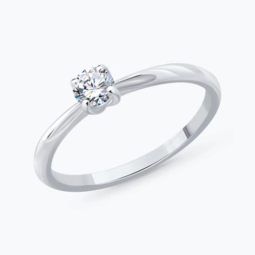 Кольцо из серебра с бриллиантом выращенным - видео на модели