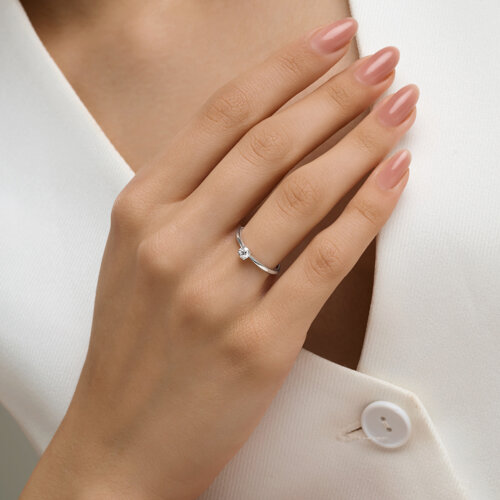 Кольцо из серебра с бриллиантом выращенным из серебро — вид 4