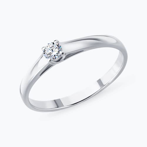 Кольцо из серебра с бриллиантом выращенным - видео на модели