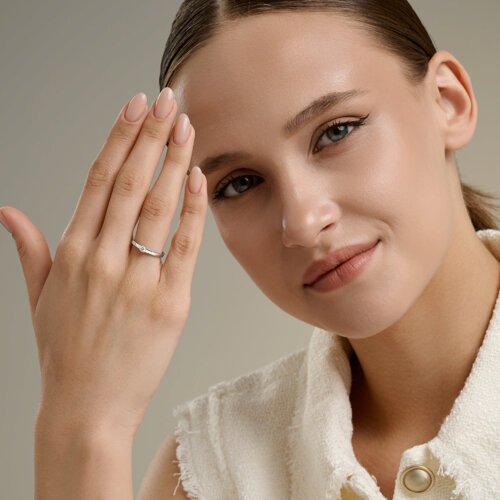 Кольцо из серебра с бриллиантом выращенным из серебро — вид 5