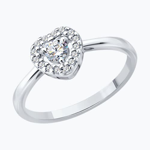 Кольцо из серебра с бриллиантами выращенными из серебро