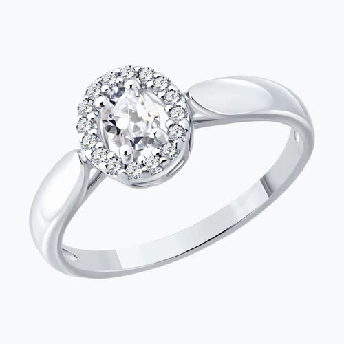 Кольцо из серебра с бриллиантами выращенными из серебро