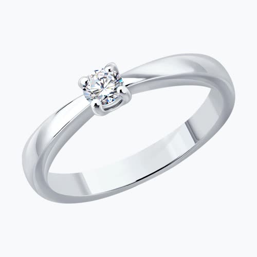 Кольцо из серебра с бриллиантом выращенным из серебро