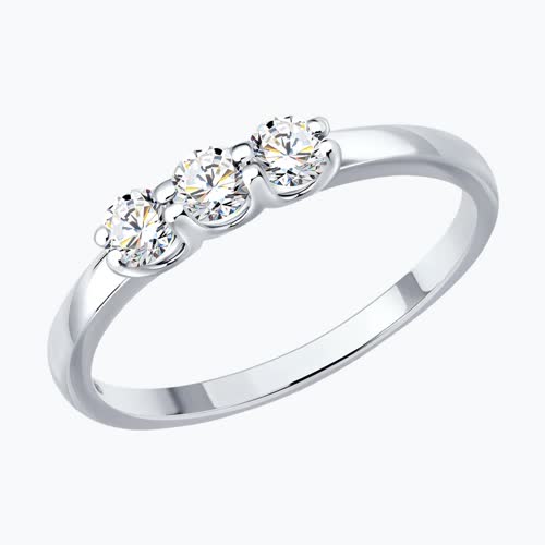 Кольцо из серебра с бриллиантами выращенными из серебро