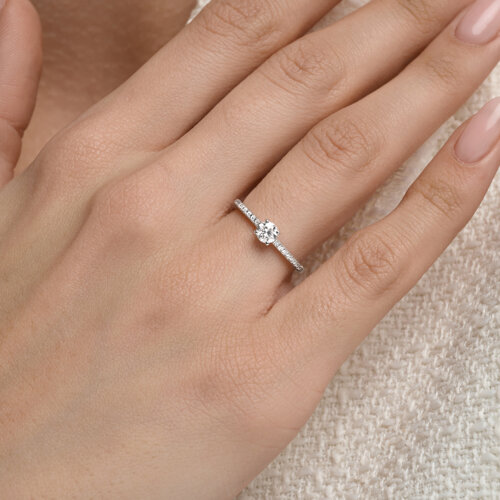 Кольцо из серебра с бриллиантами выращенными из родированное серебро — вид 2