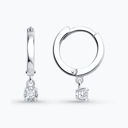 Серьги из серебра с бриллиантами выращенными - видео на модели