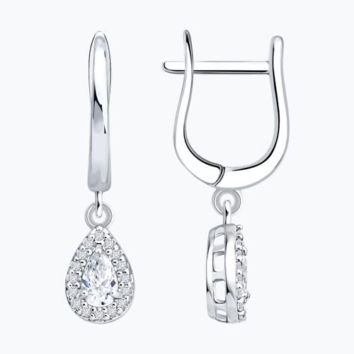 Серьги из серебра с бриллиантами выращенными - видео на модели