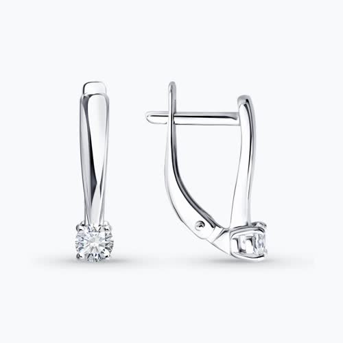 Серьги из серебра с бриллиантами выращенными - видео на модели