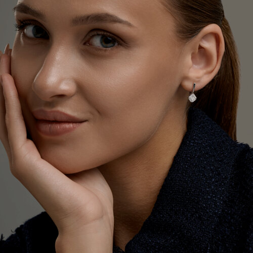 Серьги из серебра с бриллиантами выращенными из серебро — вид 4